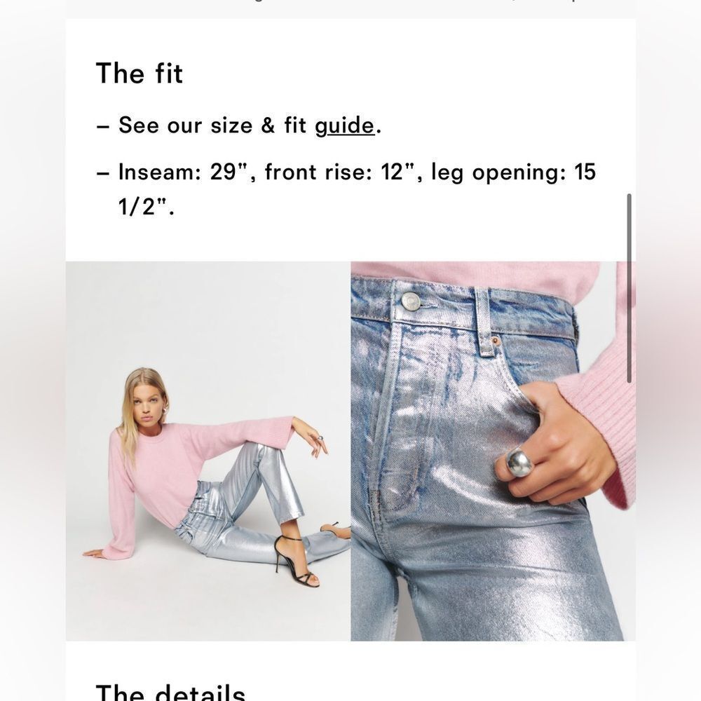 Reformation Silver Straight Leg Jeans - Picture 5 of 15